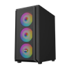 Rampage BETA MESH 650W 80+ 12cm ARGB Fan Temperli Camlı Mid-T Siyah Gaming Kasa