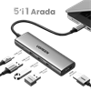 Ugreen 5-in-1 USB-C 100W PD 4K HDMI Hub Çoklayıcı, Gri