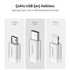 Ugreen iOS Lightning Type-C Micro USB 3 in 1  1M Siyah Şarj ve Data Kablosu