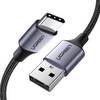 Ugreen USB to USB C Örgülü Siyah 25cm Hızlı Şarj Kablosu 