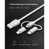 Ugreen iOS Lightning Type-C Micro USB 3 in 1  1M Siyah Şarj ve Data Kablosu