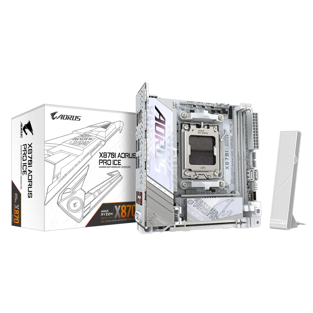 GIGABYTE X870I AORUS PRO ICE WIFI7 8000MHz(OC) DDR5 Soket AM5 M.2 HDMI Mini-ITX Anakart
