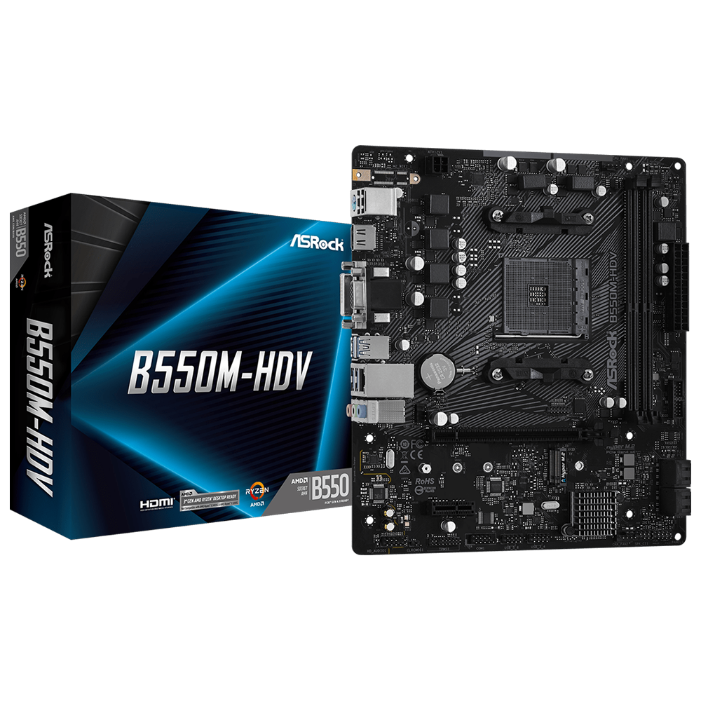 ASROCK B550M-HDV 4600MHz OC DDR4 Soket AM4 M.2 HDMI DVI mATX Anakart