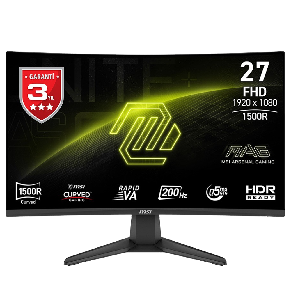 MSI MAG 276CF E20 27" 200Hz 0.5ms HDMI DP Free Sync Premium Curved 1500R FHD Rapid VA Gaming Monitör