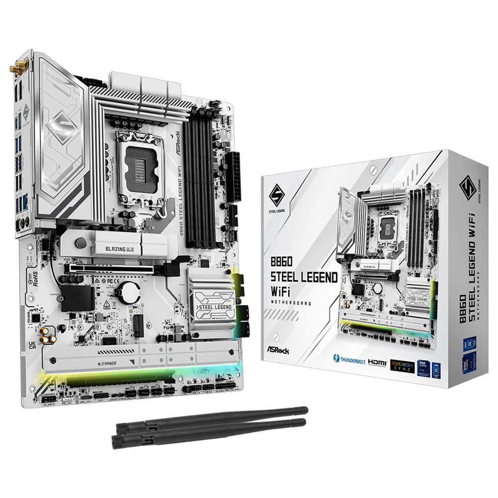 ASROCK B860 STEEL LEGEND WIFI 8666MHz(OC) DDR5 Soket 1851 M.2 USB 3.2 HDMI ATX Anakart