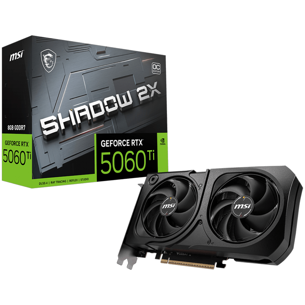 MSI GeForce RTX 5060 Ti 8G SHADOW 2X OC PLUS GDDR7 DLSS 4 128 Bit Ekran Kartı