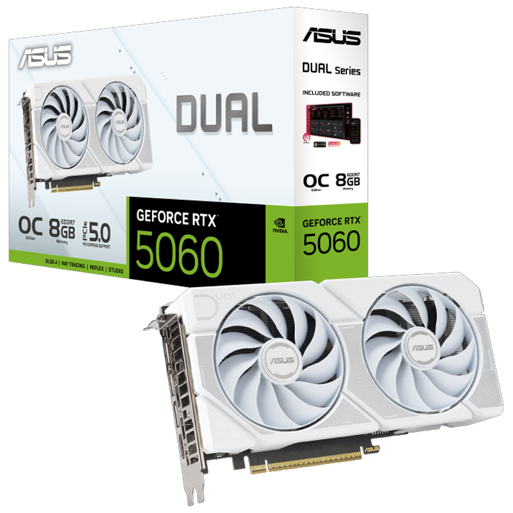 ASUS Dual GeForce RTX 5060 OC Edition 8GB GDDR7 DLSS 4 128 Bit Beyaz Ekran Kartı