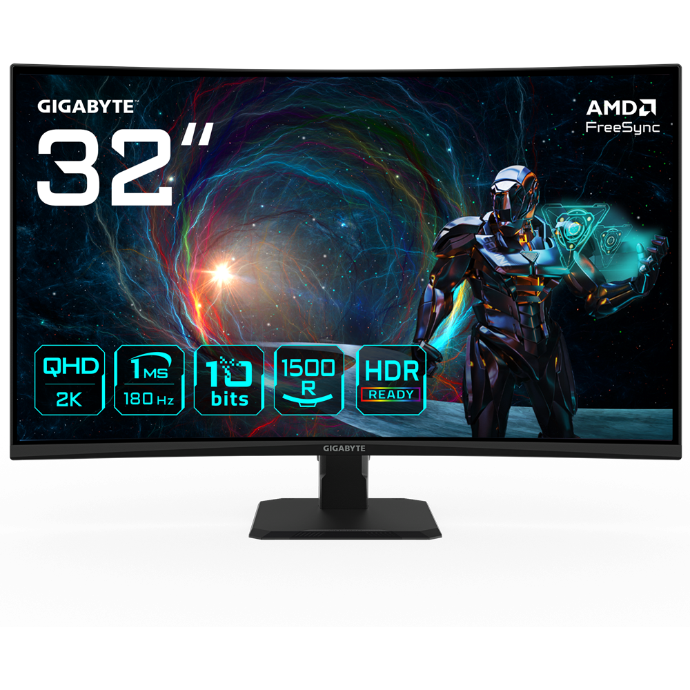 GIGABYTE GS32QCA 31.5" 180Hz 1ms HDMI DP FreeSync QHD HDR Ready VA Curved Gaming Monitör