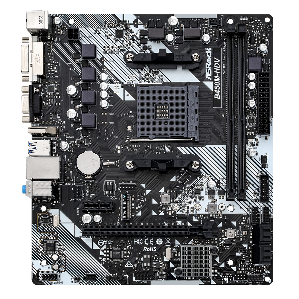 ASROCK B450M-HDV R4.0 3200MHz DDR4 Soket AM4 M.2 USB 3.1 HDMI mATX Anakart