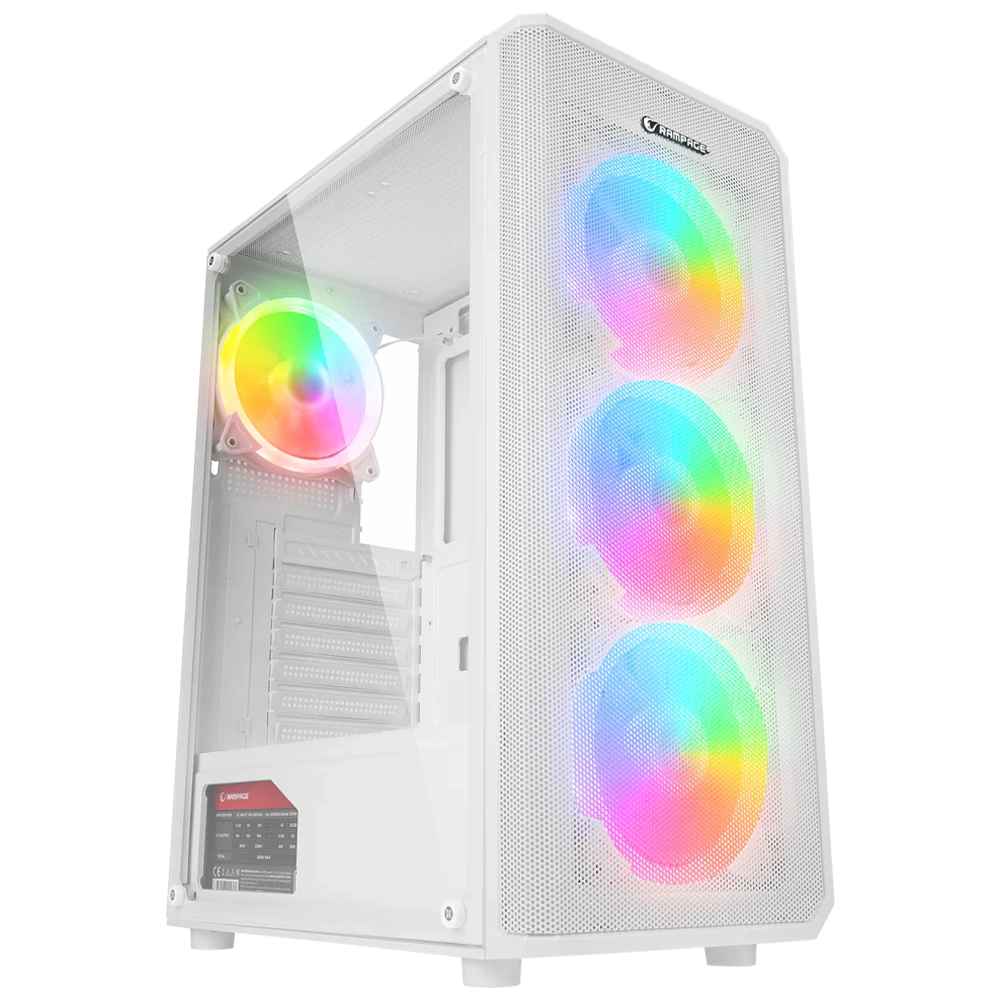 Rampage HELIOS Mesh 650W 80+ Bronze Tempered Glass RGB Beyaz ATX Gaming Kasa