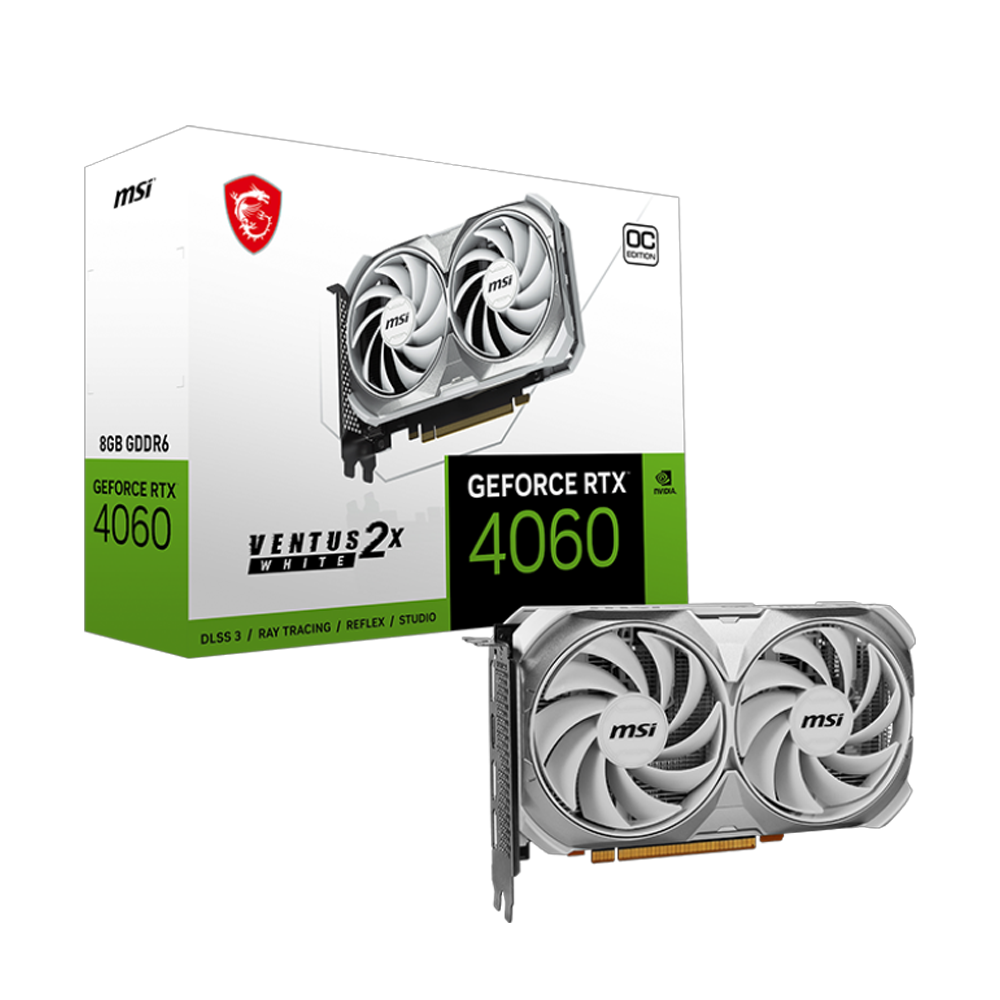 MSI GeForce RTX 4060 VENTUS 2X WHITE 8G OC 8GB GDDR6 DLSS 3 128 Bit Bulk Ekran Kartı