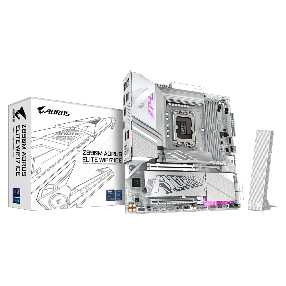 GIGABYTE Z890M AORUS ELITE WIFI7 ICE 9200MHz OC DDR5 Soket 1851 M.2 HDMI DP Thunderbolt 5 mATX Anakart