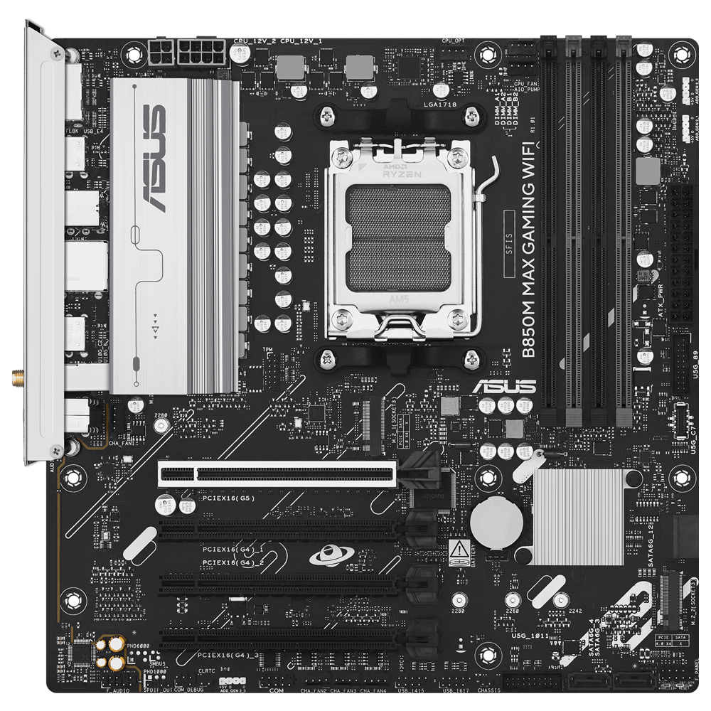 ASUS B850M MAX GAMING WIFI 8000MHz DDR5 Soket AM5 M.2 HDMI DP mATX Anakart