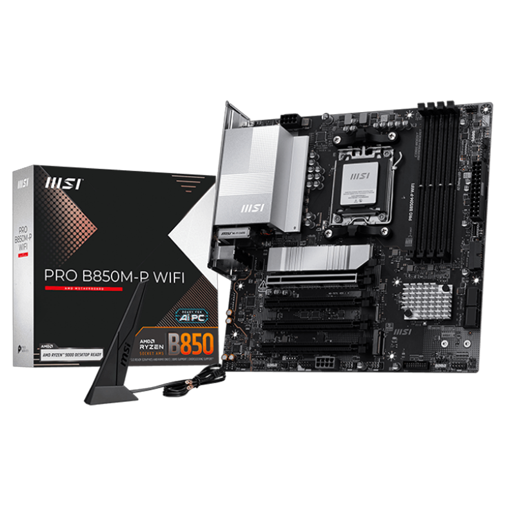 MSI PRO B850M-P WIFI 8200MHz OC DDR5 Soket AM5 M.2 USB-C HDMI mATX Anakart
