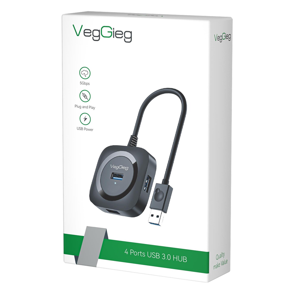 VegGieg 4 Portlu USB 3.0 Siyah Çoklayıcı Hub