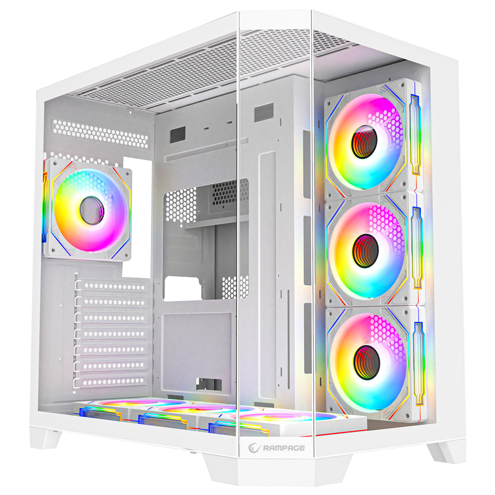 Rampage MEGA V1 850W 80+ Bronze Tempered Glass USB3.0 ARGB Beyaz ATX Gaming Kasa