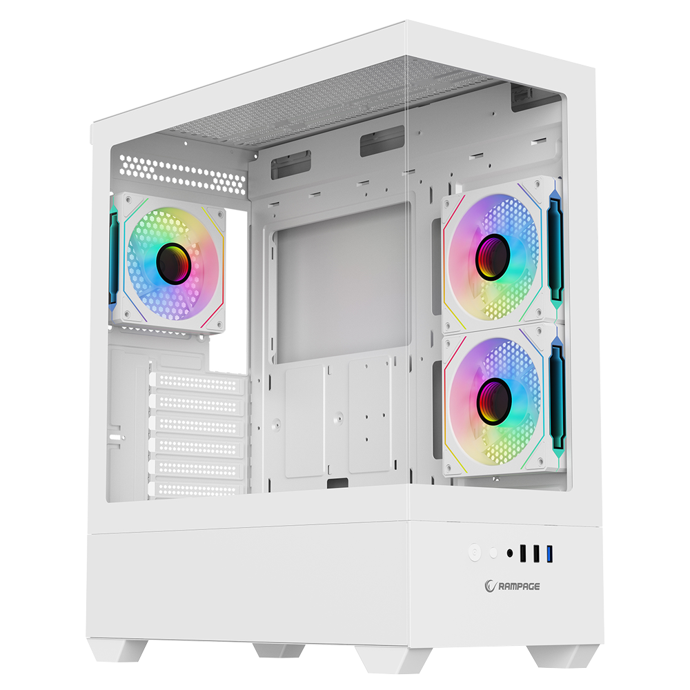 Rampage CALIBRE 750W 80+ Bronze Tempered Glass USB3.0 ARGB ATX Beyaz Gaming Kasa