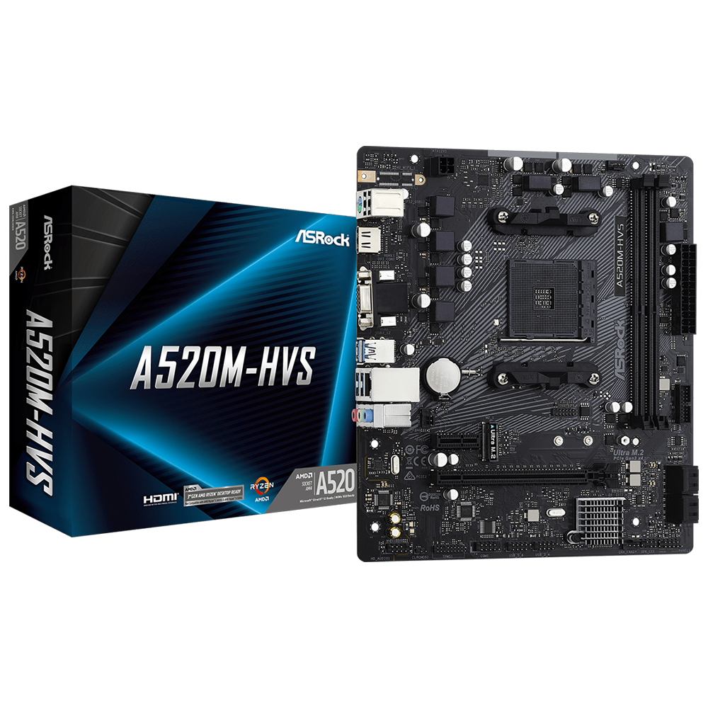 ASROCK A520M-HVS 3200MHz DDR4 Soket AM4 M.2 USB 3.2 HDMI mATX Anakart