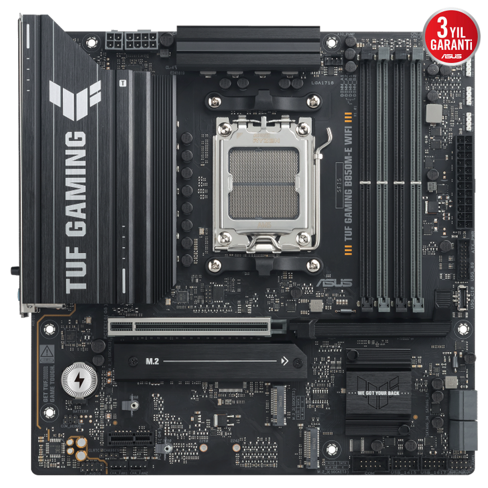 ASUS TUF GAMING B850M-E WIFI 8000MHz OC DDR5 Soket AM5 M.2 HDMI DP mATX Anakart