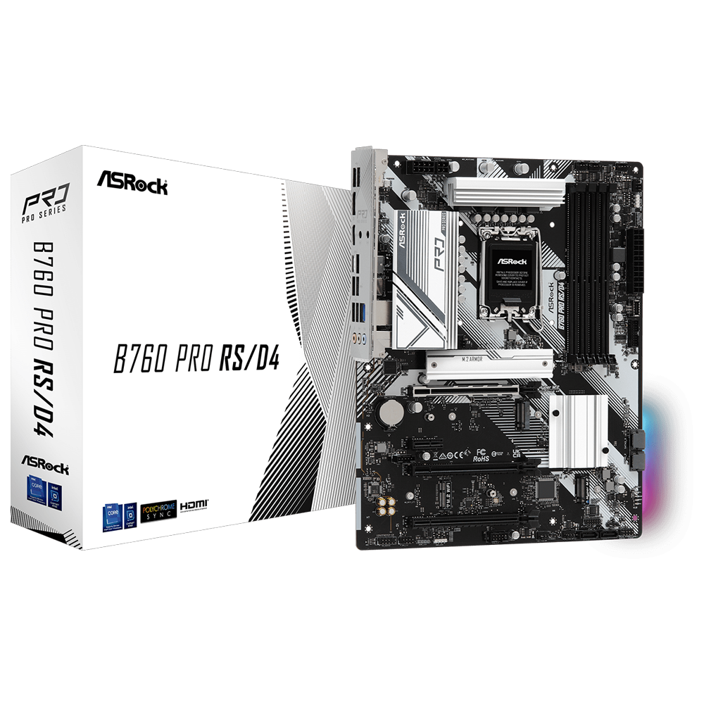 ASROCK B760 PRO RS D4 5333MHz(OC) DDR4 Soket 1700 M.2 HDMI DP ATX Anakart