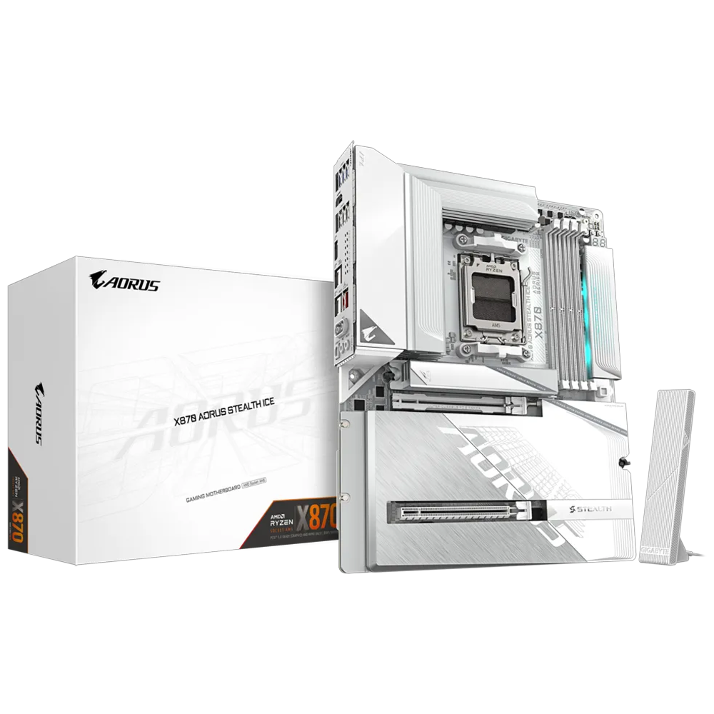 GIGABYTE X870 AORUS STEALTH ICE WIFI 8200MHz(OC) DDR5 Soket AM5 M.2 HDMI DP ATX Anakart