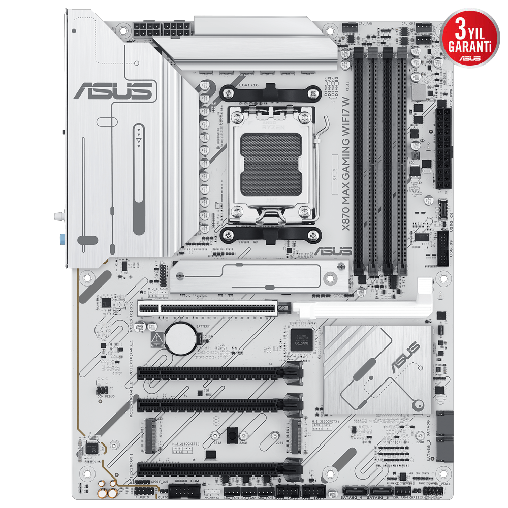 ASUS X870 MAX GAMING WIFI7 W 8000MHz DDR5 Soket AM5 M.2 HDMI DP ATX Anakart