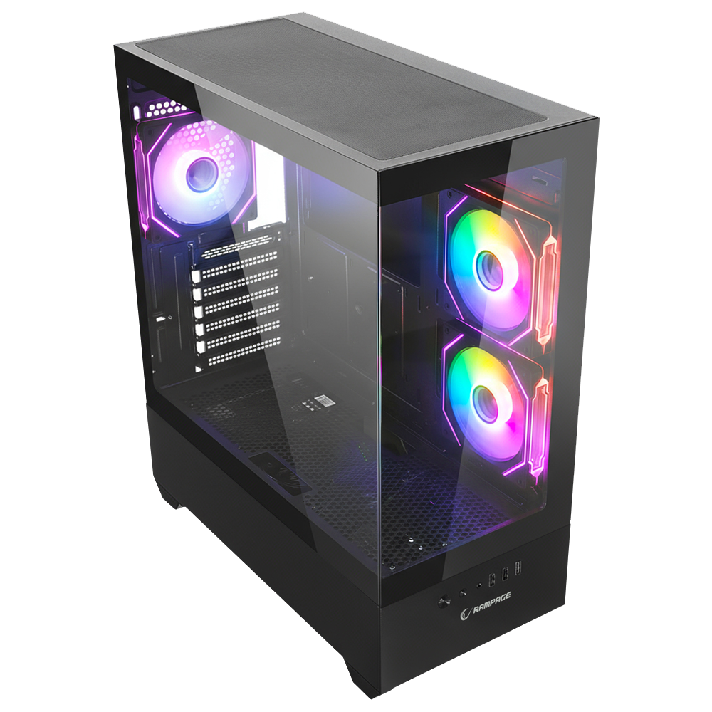 Rampage HYDRA V4 750W 80+ Bronze Tempered Glass USB3.0 RGB ATX Siyah Gaming Kasa