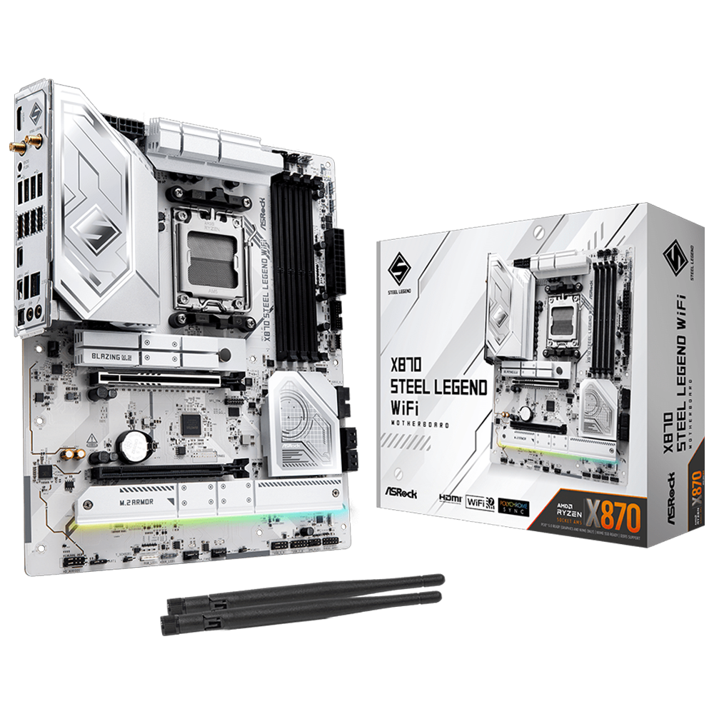 ASROCK X870 STEEL LEGEND WIFI 8000MHz DDR5 Soket AM5 M.2 USB 3.2 HDMI ATX Anakart