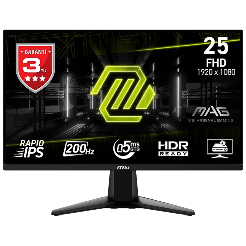 MSI MAG 255F E20 24.5" 200Hz 0.5ms HDMI DP Free Sync Premium FHD Rapid IPS Gaming Monitör