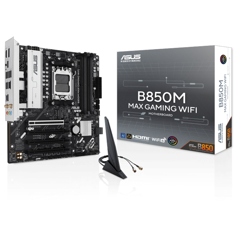 ASUS B850M MAX GAMING WIFI 8000MHz DDR5 Soket AM5 M.2 HDMI DP mATX Anakart