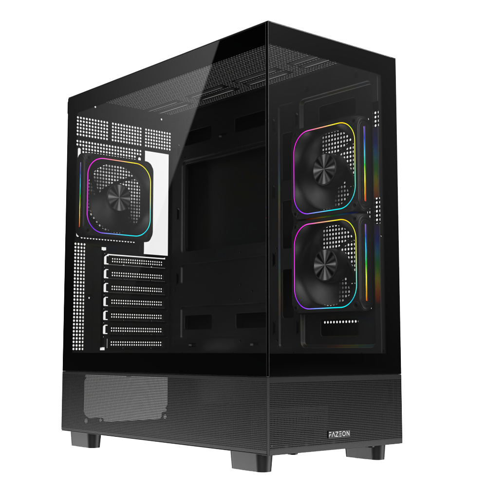 FAZEON F17 750W 80+ Bronze Tempered Glass Mesh 3x ARGB Fanlı USB 3.0 Siyah ATX Bilgisayar Kasası