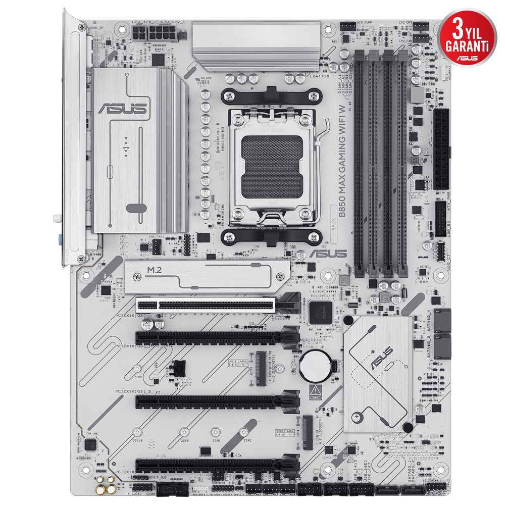 ASUS B850 MAX GAMING WIFI W 8000MHz DDR5 Soket AM5 M.2 HDMI DP ATX Anakart