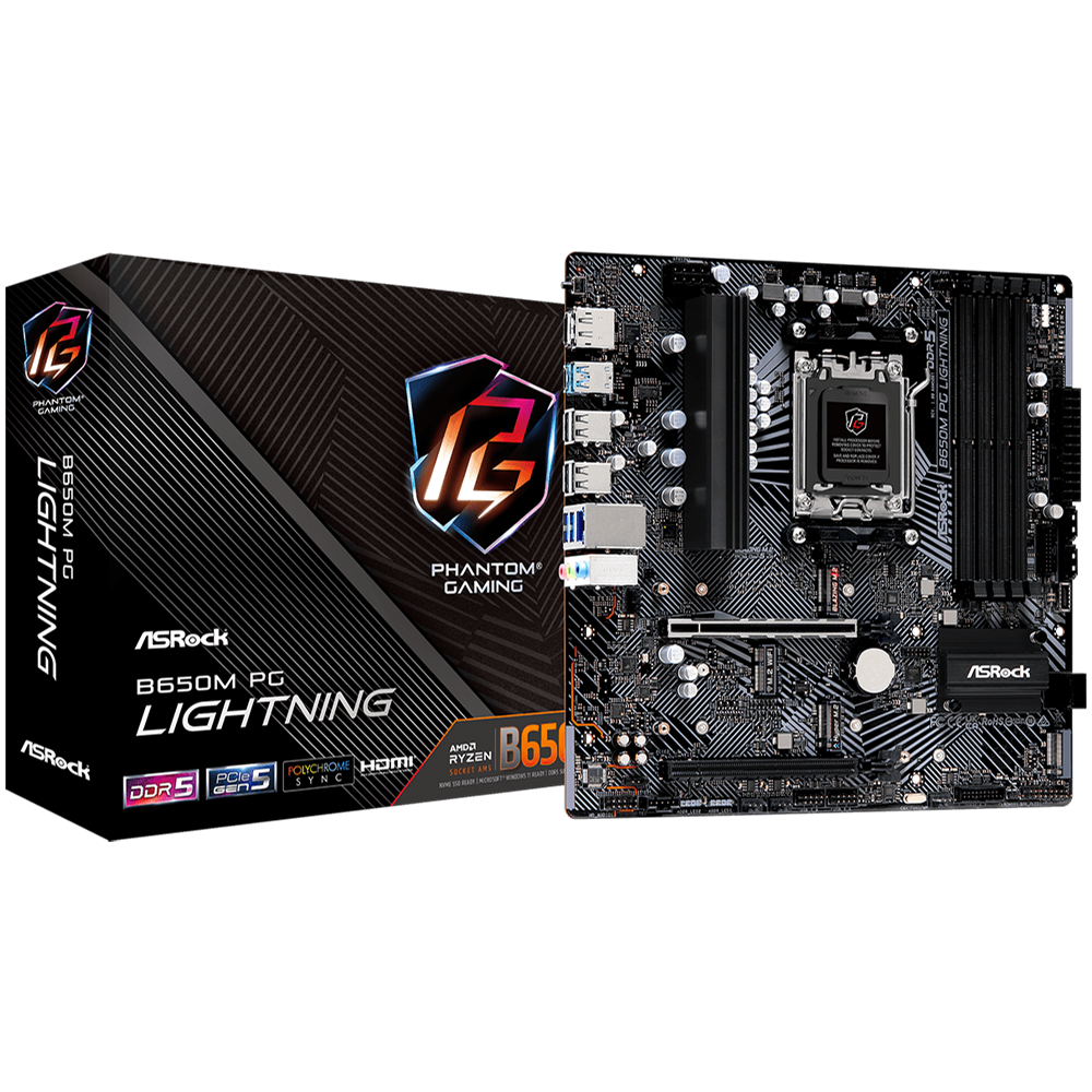 ASROCK B650M PG LIGHTNING 7200MHz(OC) DDR5 Soket AM5 HDMI DP M.2 mATX Anakart