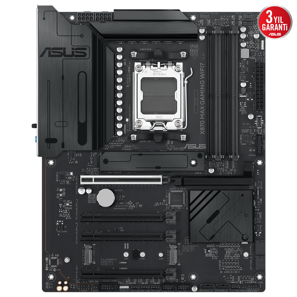 ASUS X870 MAX GAMING WIFI7 8000MHz DDR5 Soket AM5 M.2 HDMI DP ATX Anakart