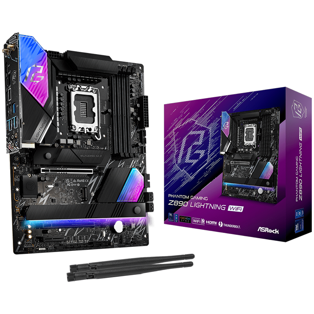 ASROCK Z890 LIGHTNING WIFI 9466MHz OC DDR5 Soket 1851 WIFI7 M.2 HDMI Thunderbolt 4 ATX Anakart