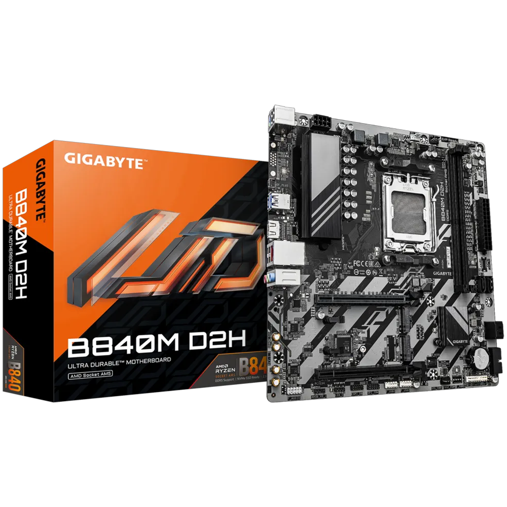 GIGABYTE B840M D2H 7600MHz DDR5 Soket AM5 M.2 USB 3.2 HDMI mATX Anakart