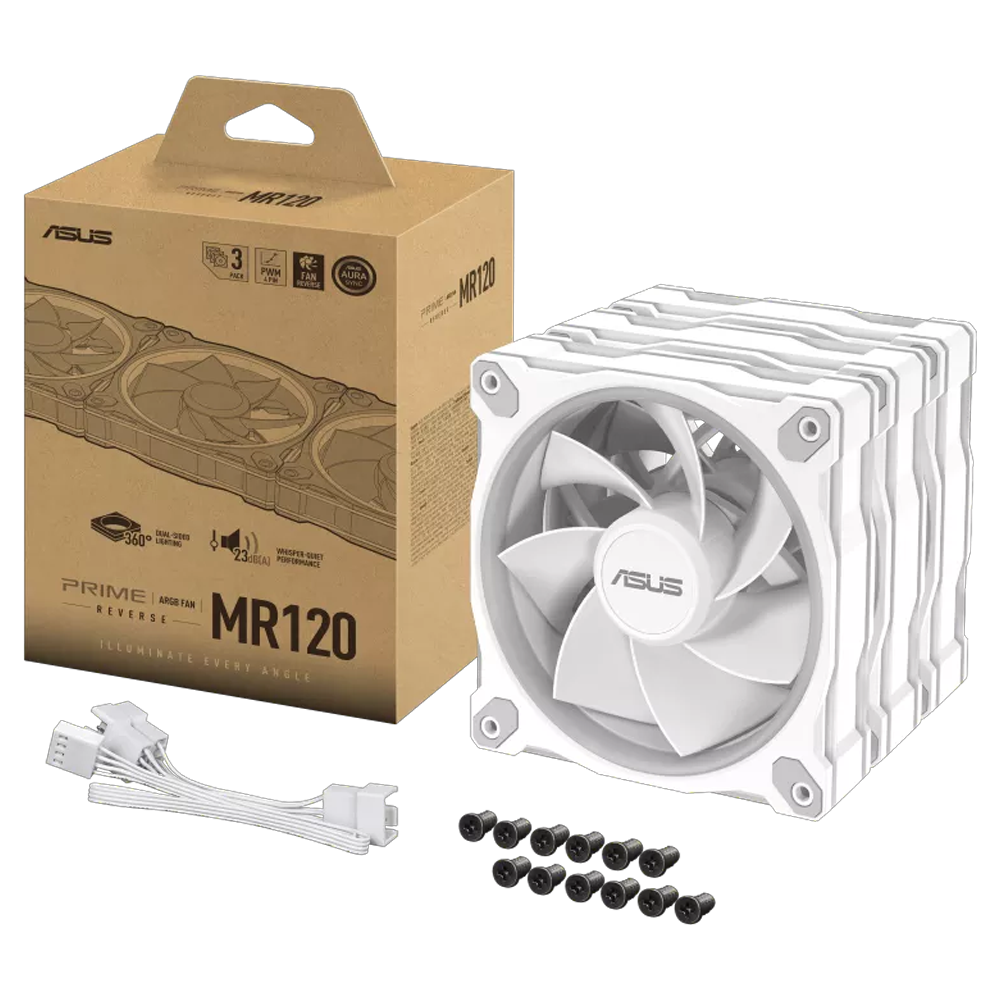 ASUS PRIME MR120 Reverse ARGB  120mm Beyaz Üçlü Kasa Fanı