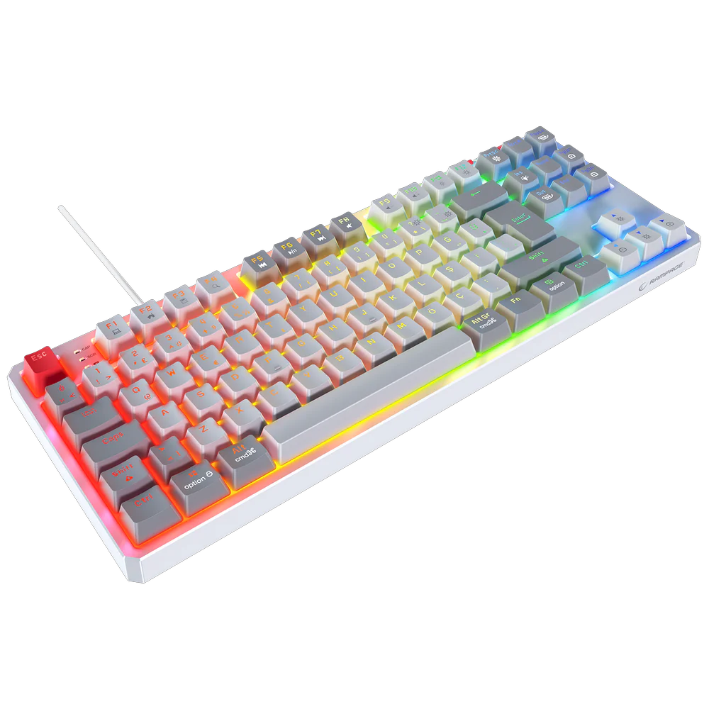 Rampage YORU TKL Beyaz/Gri Type-C Bağlantılı OUTEMU Red Swich Q Mekanik RGB Gaming Klavye