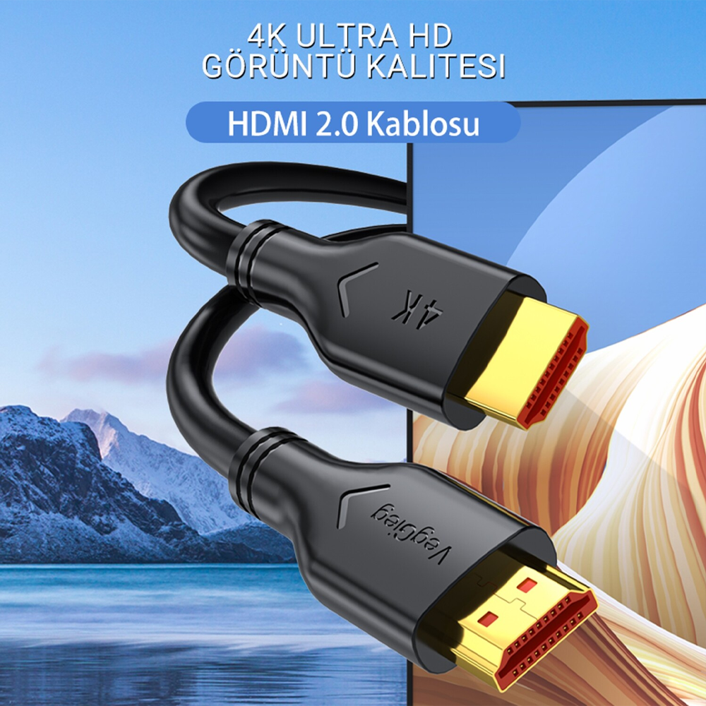 Veggieg V-H110 18Gbps HDR 4K 60Hz 3D HDMI 2.0 Kablo 10 Metre
