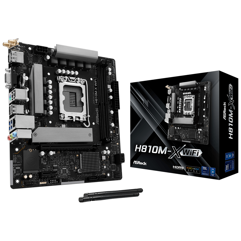 ASROCK H810M-X WIFI 6400MHz DDR5 Soket 1851 M.2 USB 3.2 HDMI D-Sub mATX Anakart