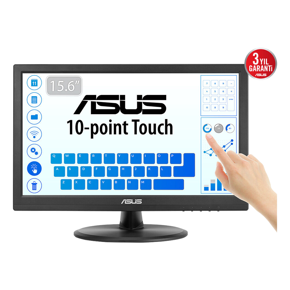 ASUS VT169HE 15.6" HDMI VGA EyeCare FlickerFree IPS Dokunmatik Monitör