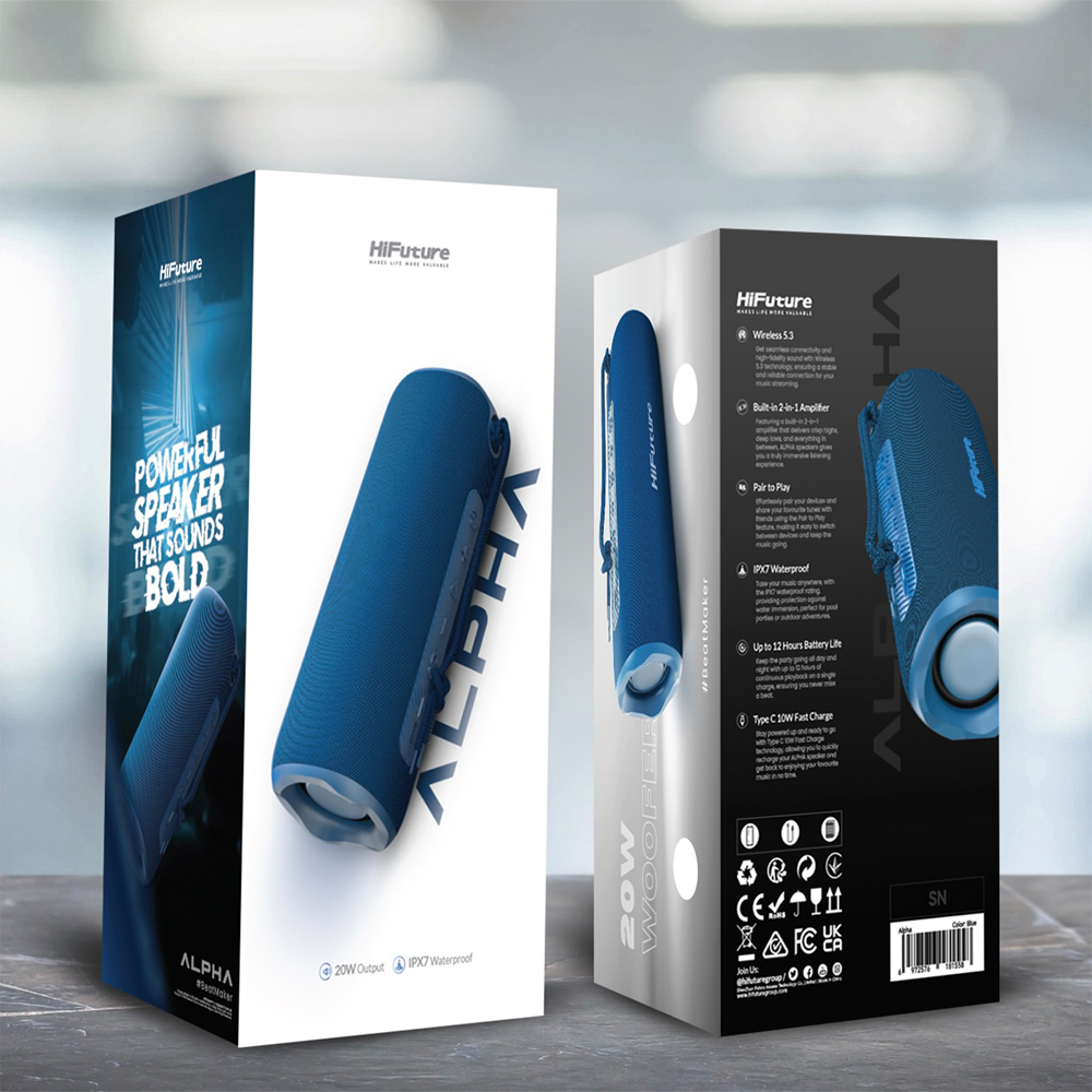 HiFuture Alpha 15W Mavi su geçirmez Bluetooth Hoparlör