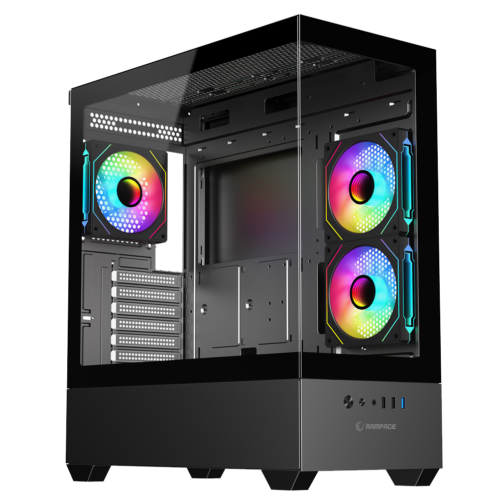 Rampage CALIBRE 750W 80+ Bronze Tempered Glass USB3.0 ARGB ATX Siyah Gaming Kasa