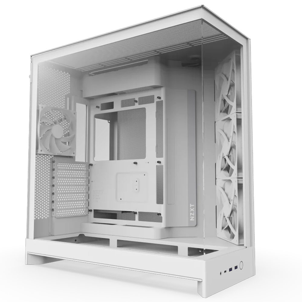 NZXT H9 Flow Large Dual-Chamber Tempered Glass USB 3.2 Beyaz ATX Mid Tower Kasa