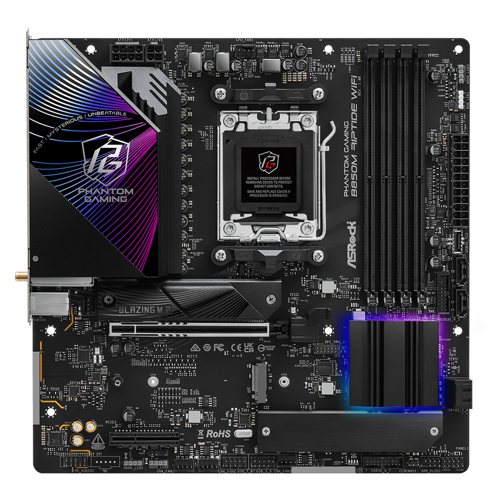 ASROCK B850M Riptide WIFI 8000MHz DDR5 Soket AM5 M.2 USB 3.2 HDMI mATX Anakart