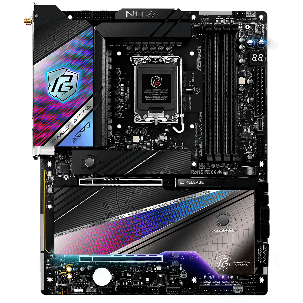ASROCK Z890 NOVA WIFI 9600MHz OC DDR5 Soket 1851 WIFI7 M.2 HDMI Thunderbolt 4 ATX Anakart