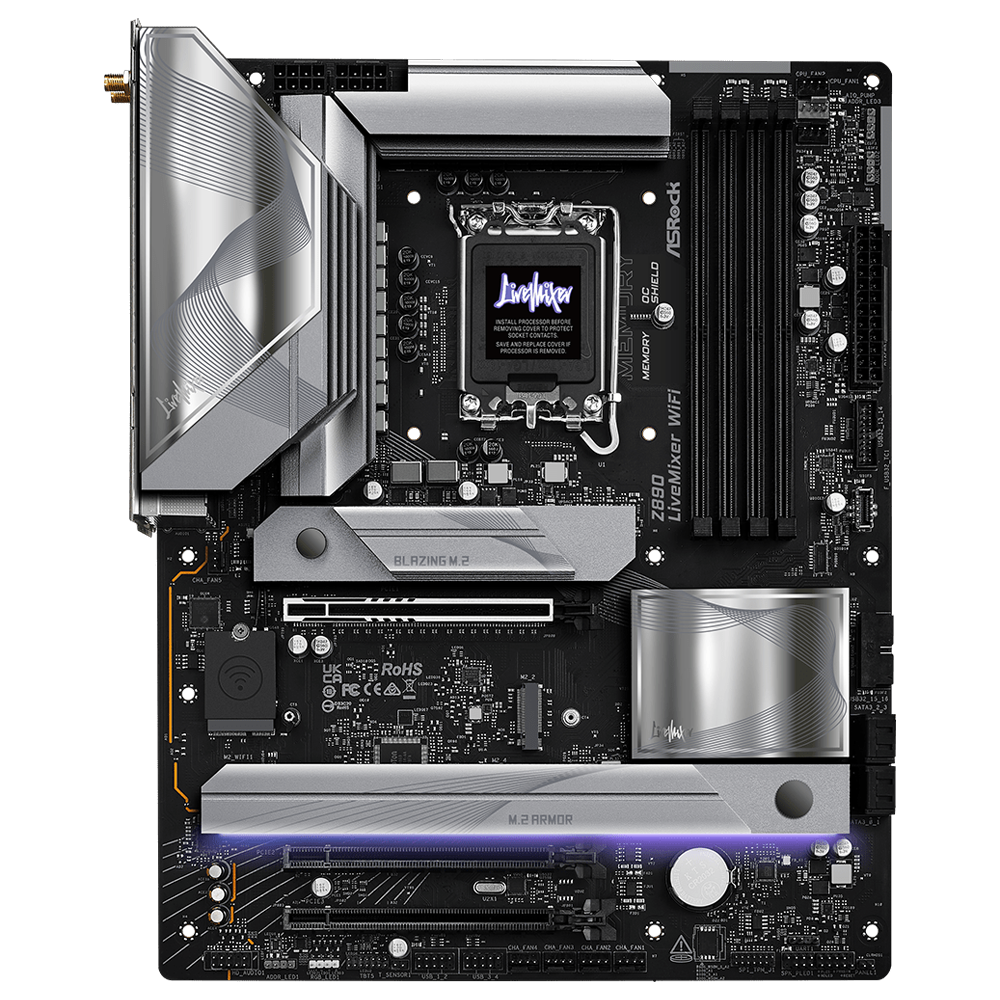 ASROCK Z890 LIVEMIXER WIFI 9466MHz OC DDR5 Soket 1851 WIFI7 M.2 HDMI Thunderbolt 4 ATX Anakart