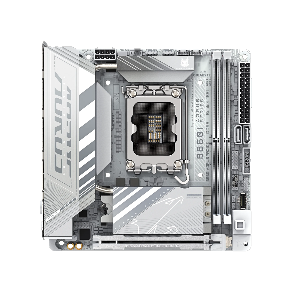 GIGABYTE B860I AORUS PRO ICE WIFI7 9200MHz OC DDR5 Soket 1851 M.2 USB4 HDMI DP Mini-ITX Anakart