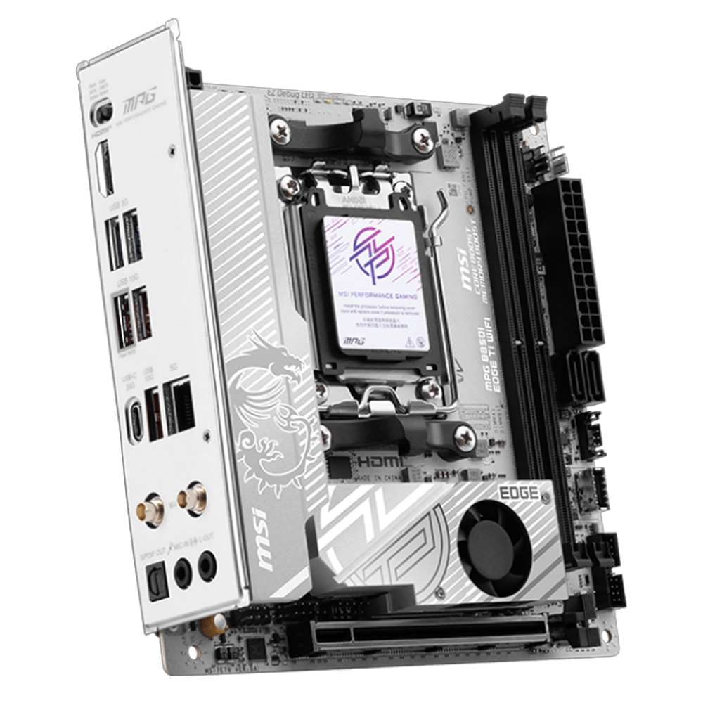 MSI MPG B850I EDGE TI WIFI 10000MHz(OC) DDR5 Soket AM5 M.2 HDMI USB-C Mini-ITX Anakart