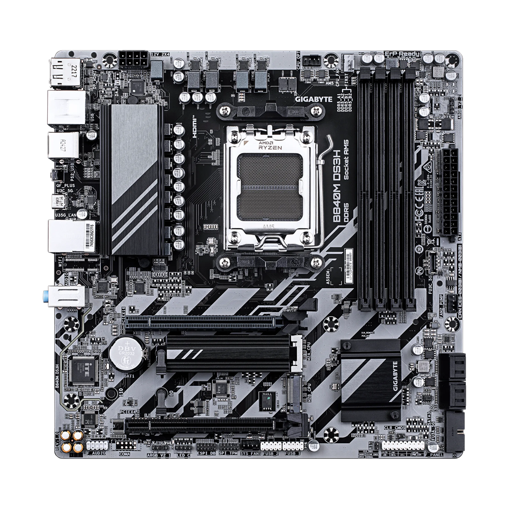 GIGABYTE B840M DS3H 8200MHz OC DDR5 Soket AM5 M.2 HDMI DP mATX Anakart